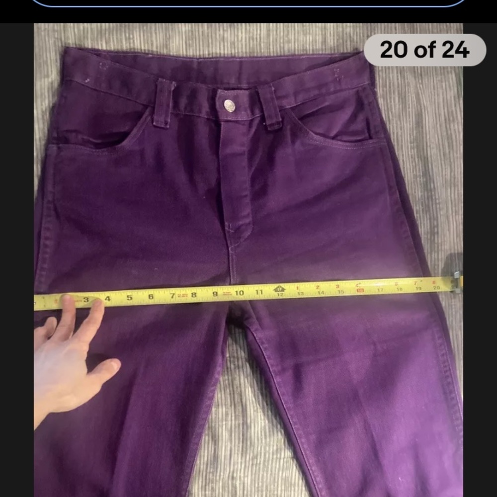 Vtg 70’s Electric ⚡️ Purple High Waist Jeans bell bottom wide 60’s hippy boho - Picture 8 of 11